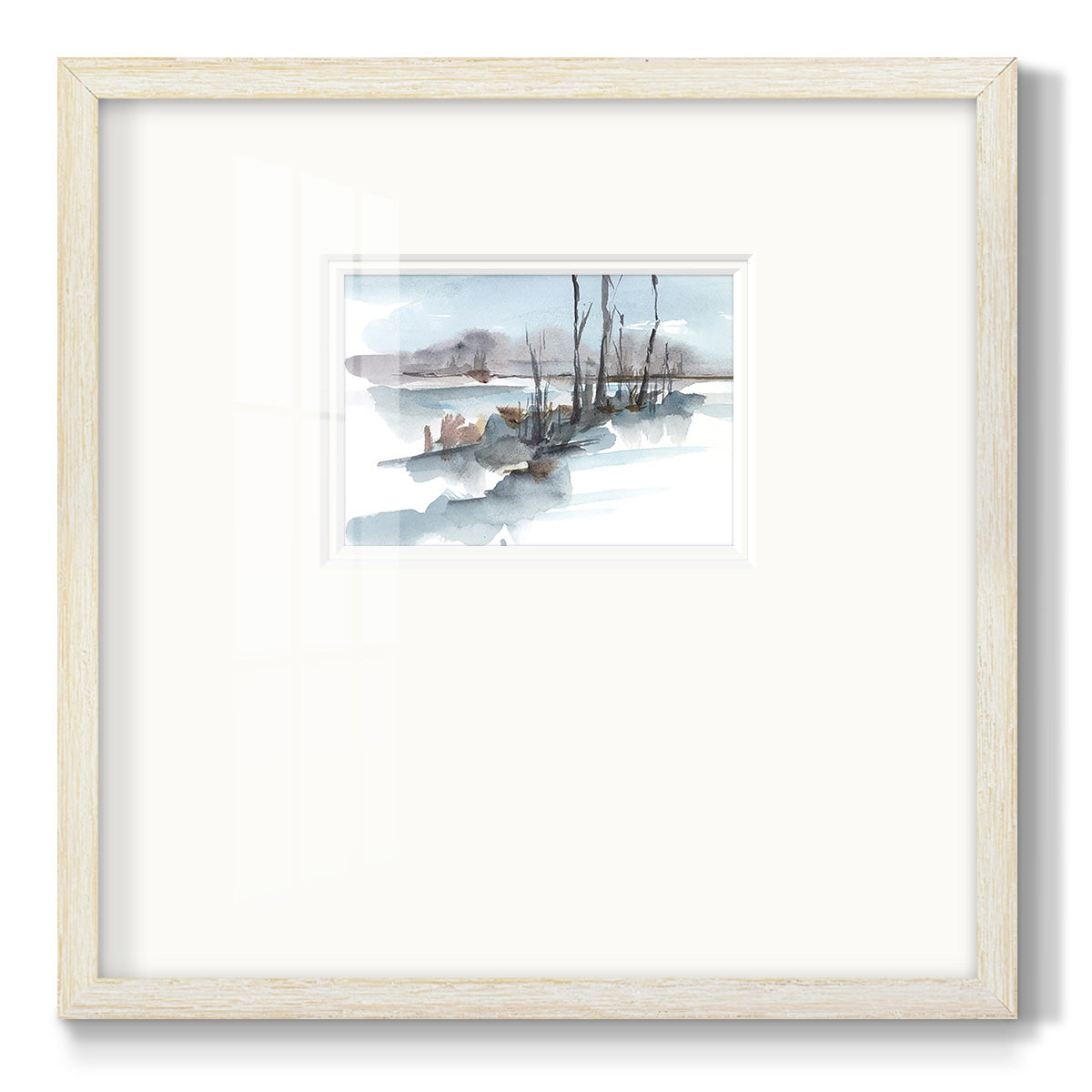 Winter Stream Watercolor I Premium Framed Print Double Matboard