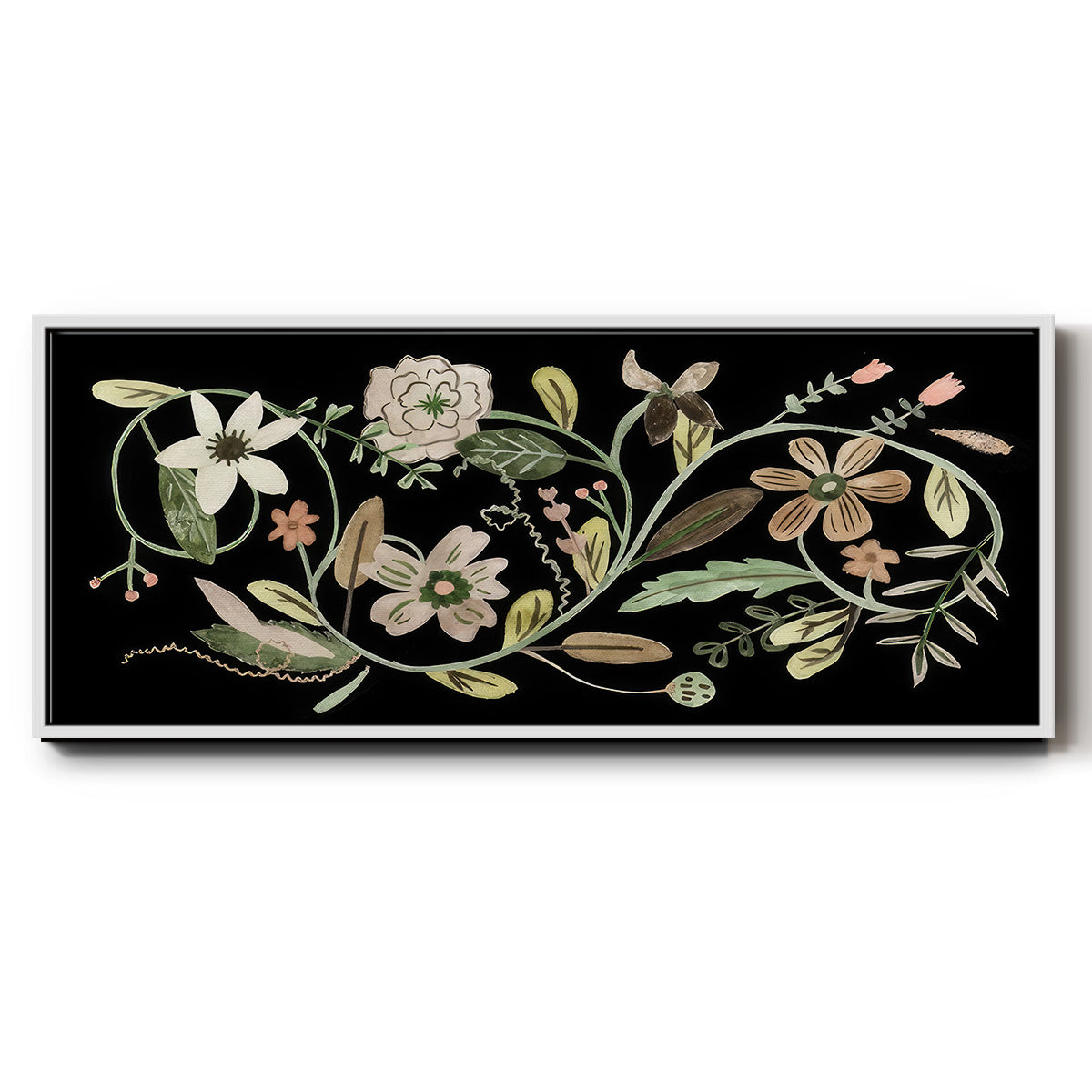 Pressed Flowers II - Floater Framed Canvas Print