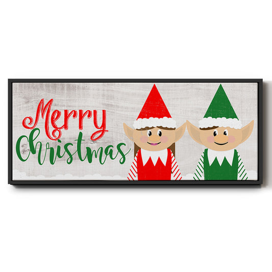 Christmas Elf Couple - Floater Framed Canvas Print