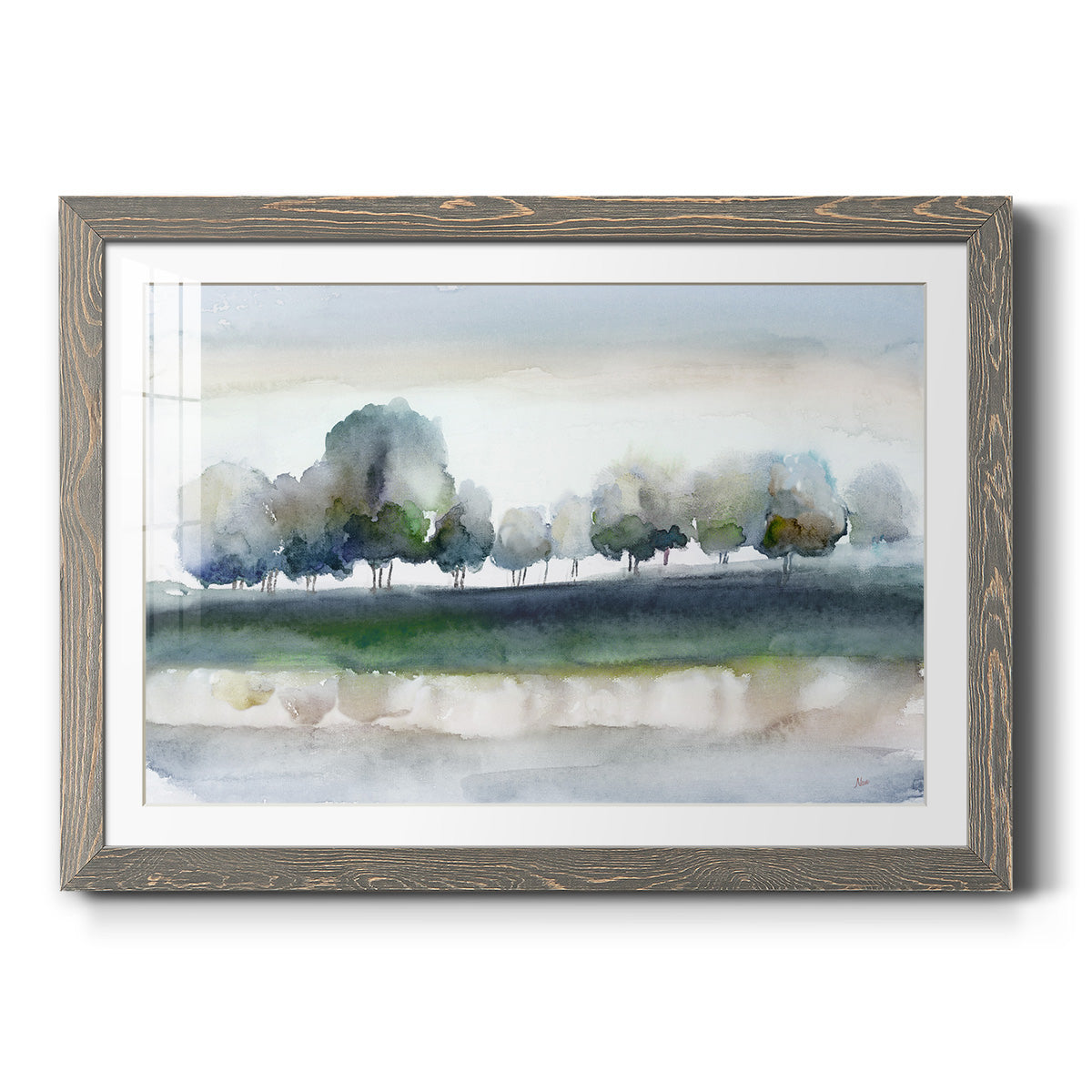 Warm Meadowline Indigo - Barnwood Framed Art Print