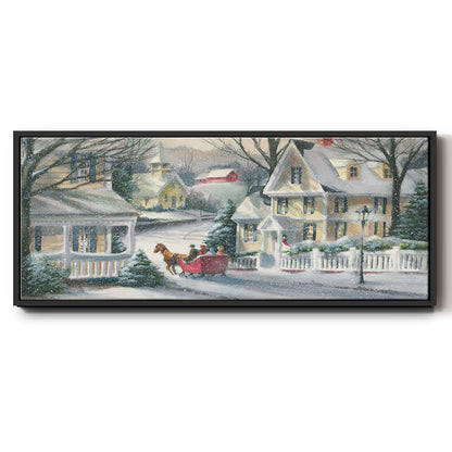 Village Sleigh Ride - Floater Framed Canvas Print