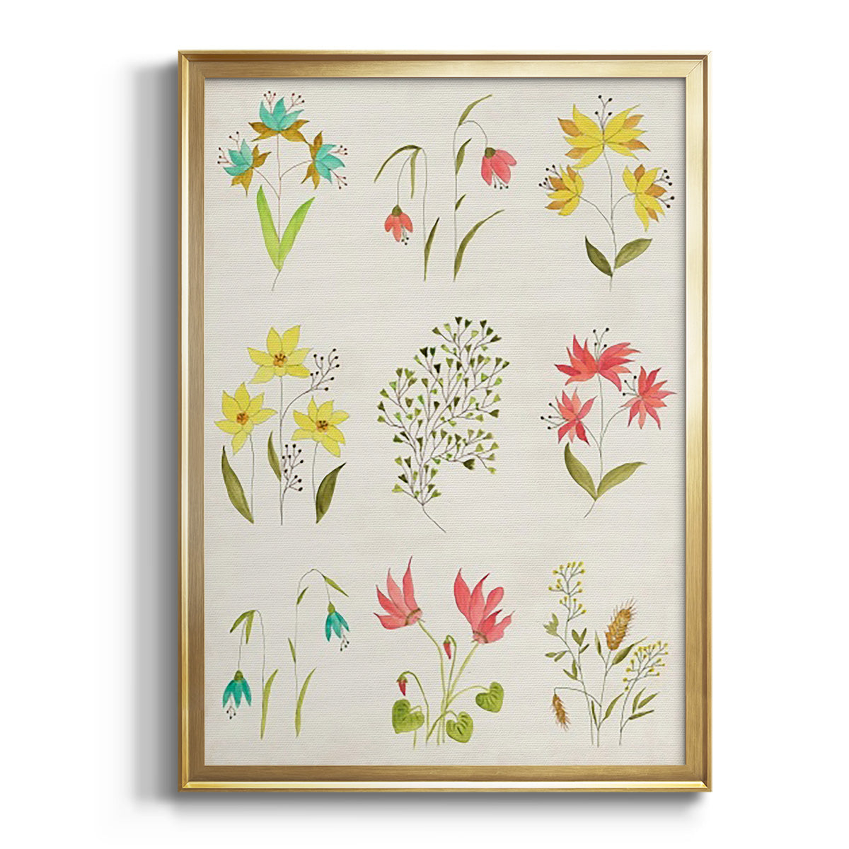 Floral Gatherings Grid - Modern Framed Canvas Print