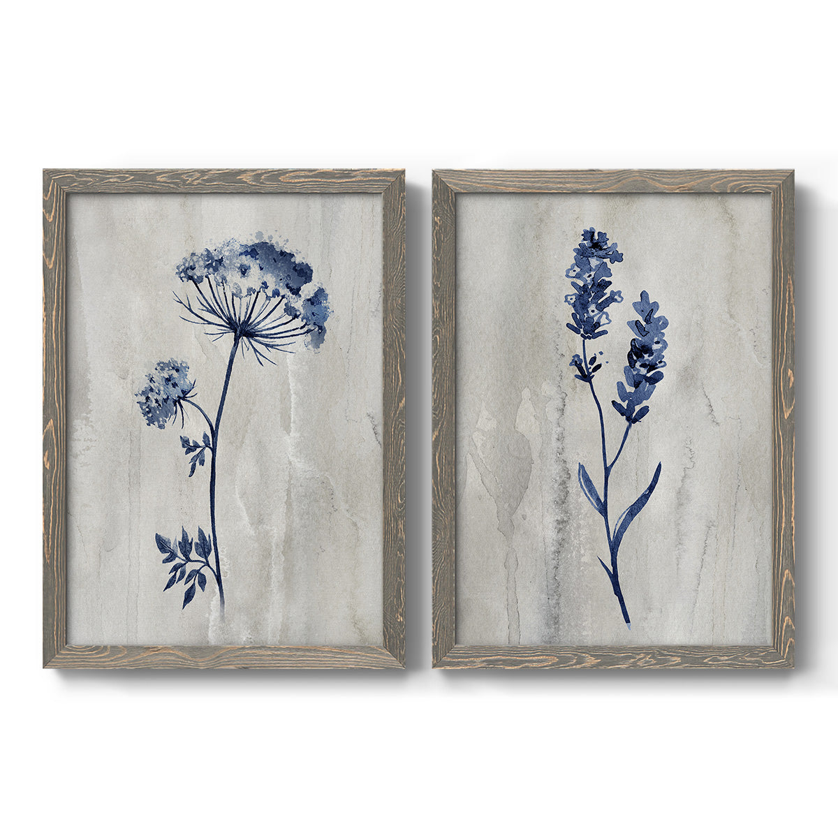 Indigo Botanical I - Premium Framed Canvas 2 Piece Set - Ready to Hang