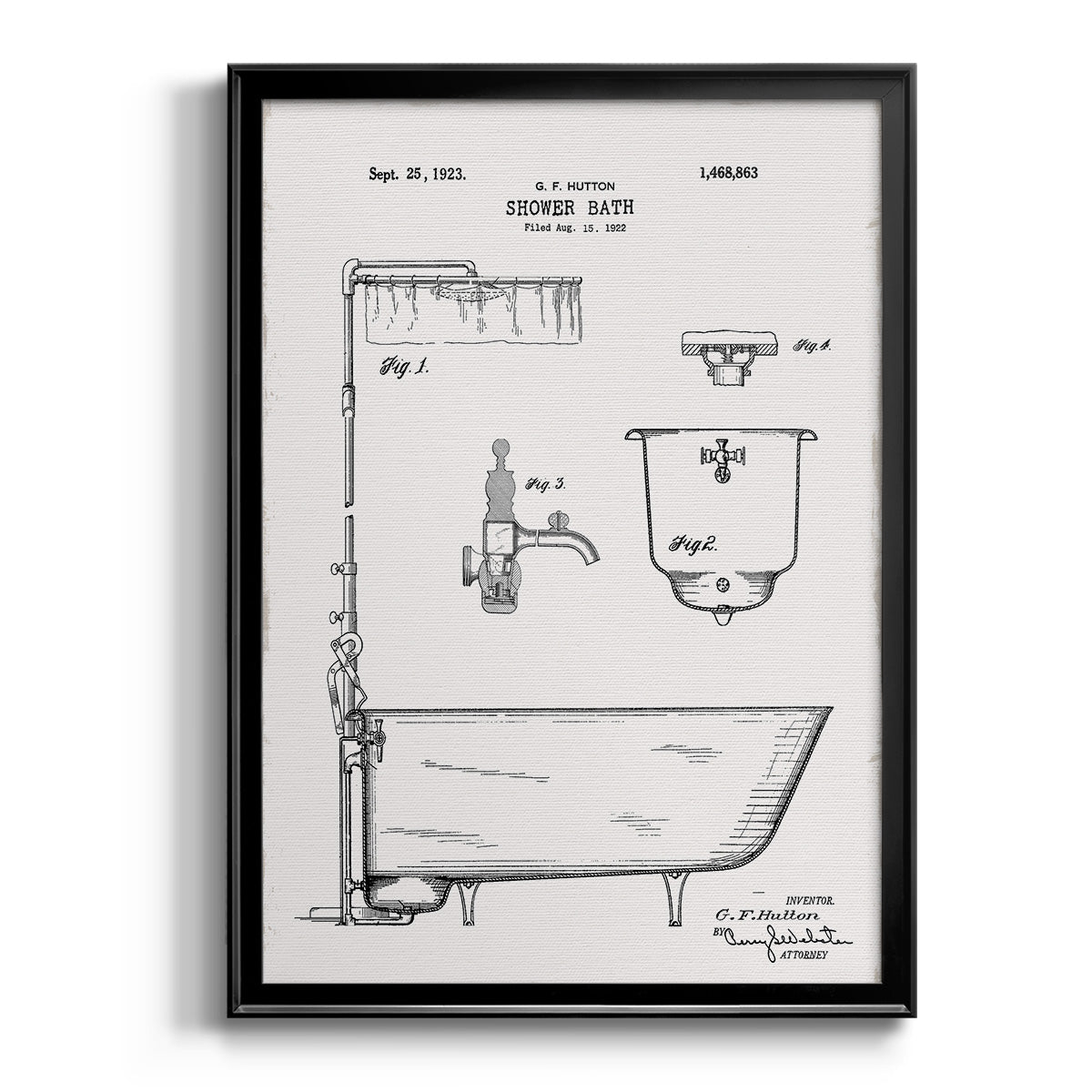Vintage Bath I - Modern Framed Canvas Print