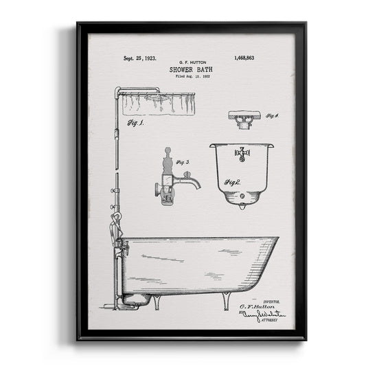 Vintage Bath I - Modern Framed Canvas Print