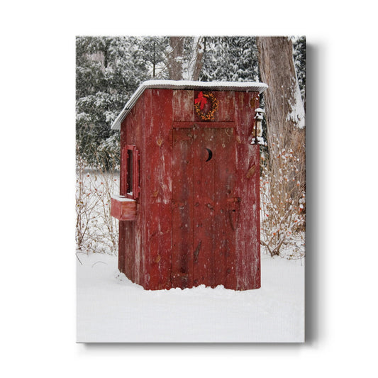 Holiday Outhouse Premium Gallery Wrapped Canvas - Ready to Hang