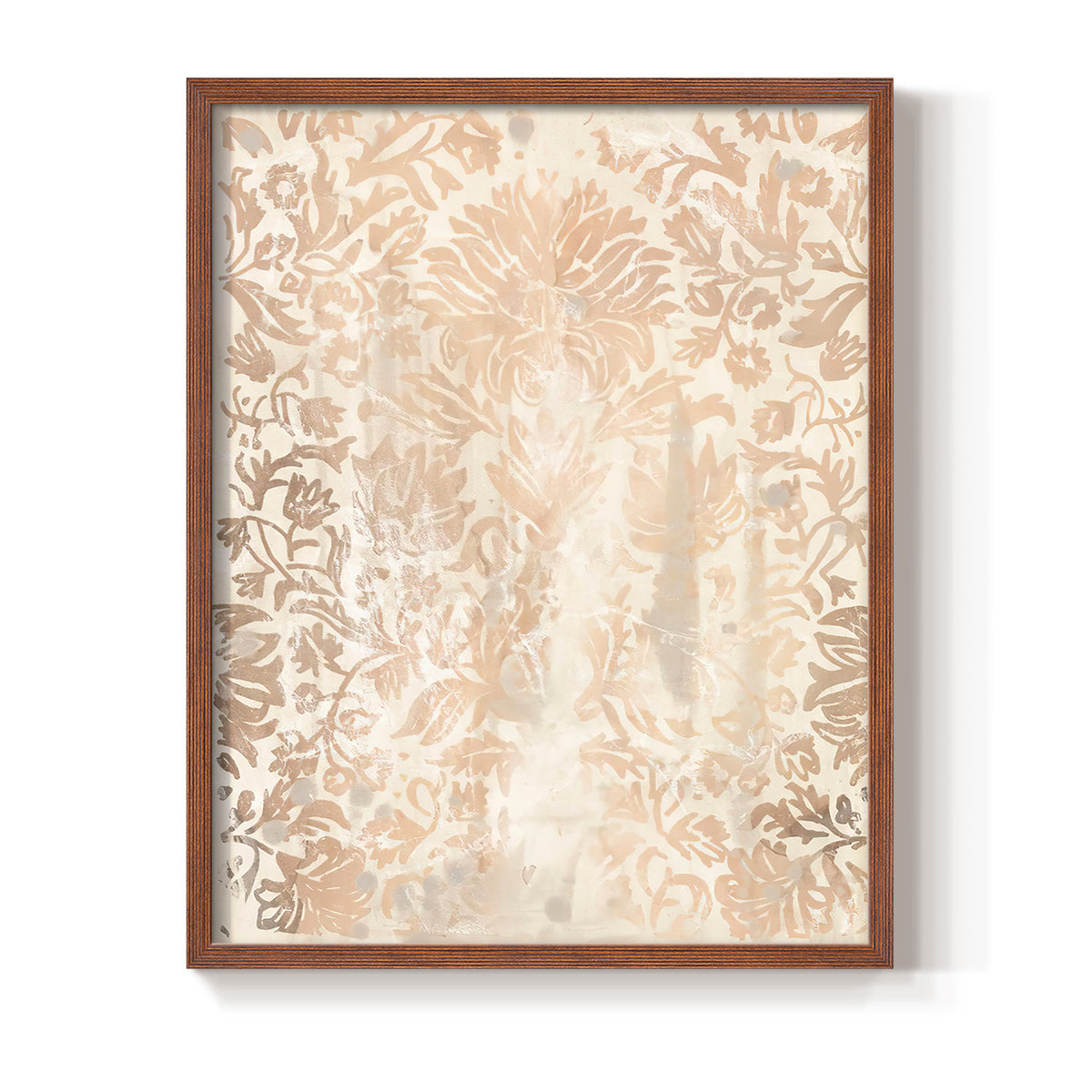 Walnut Damask IV - Restickable Framed Art Print