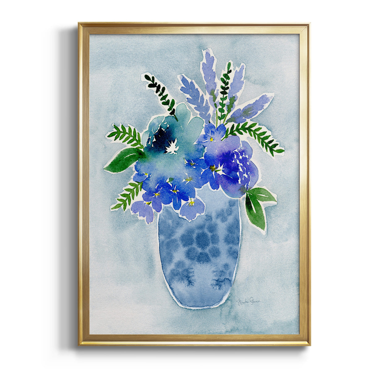 Blue Bouquet I - Modern Framed Canvas Print