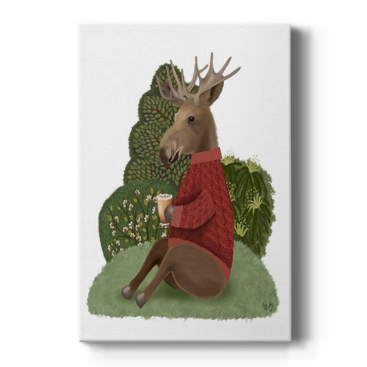 Latte Moose in Sweater - Canvas Art Print