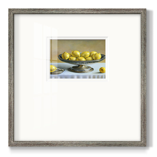 Silver Lemons Premium Framed Print Double Matboard