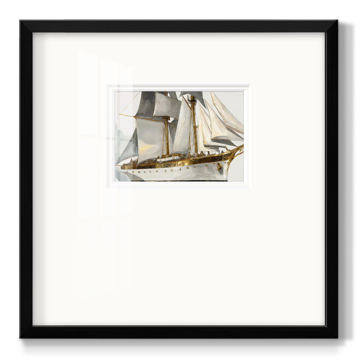 White and Gold Sails Premium Framed Print Double Matboard