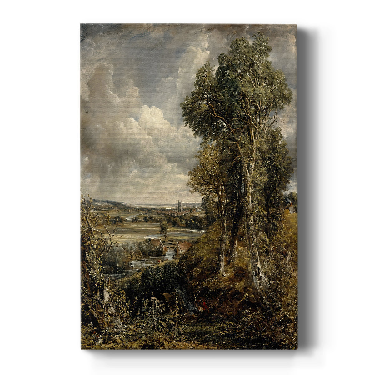 Canvas art print featuring a wide landscape view of a valley with trees and distant horizon on a clean white background.