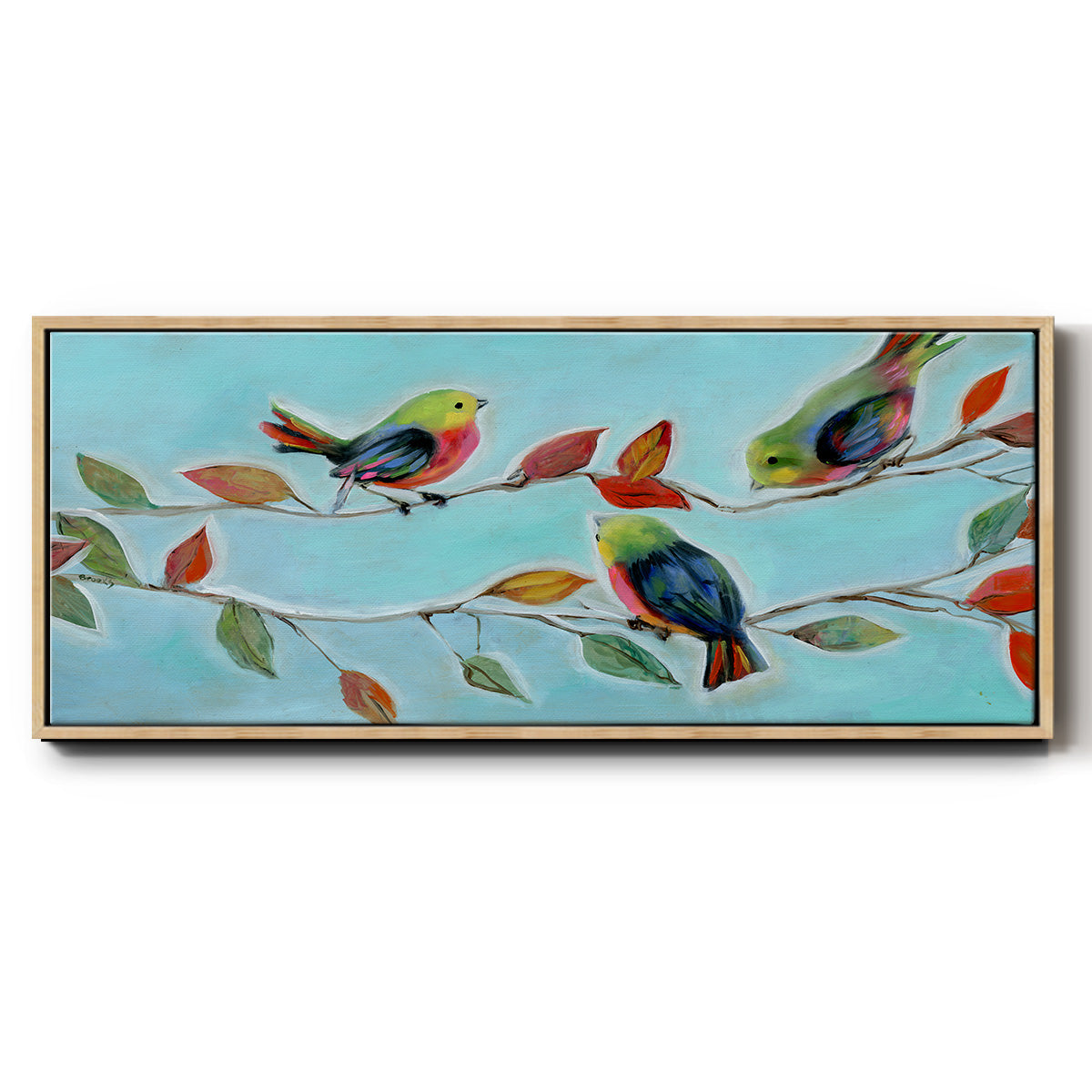 Bitty Birds II - Floater Framed Canvas Print