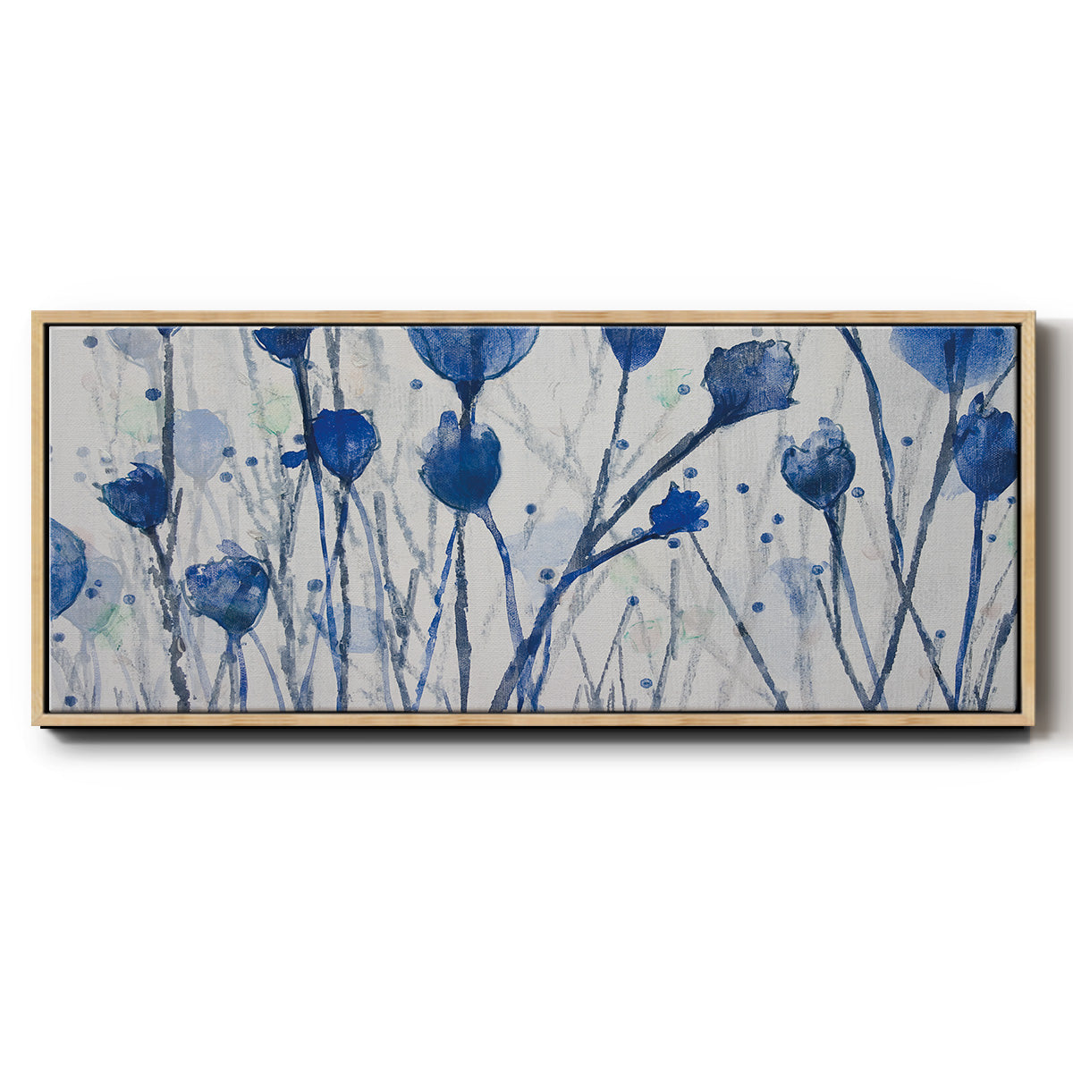 Blue Day Garden - Floater Framed Canvas Print