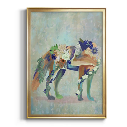 Fantastic Florals Fox, Standing - Modern Framed Canvas Print