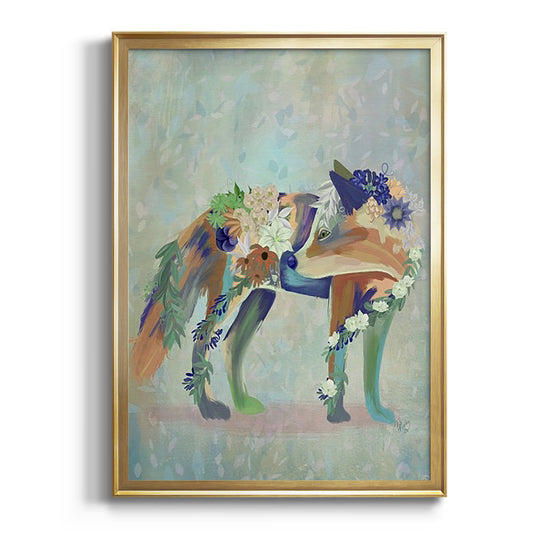 Fantastic Florals Fox, Standing - Modern Framed Canvas Print