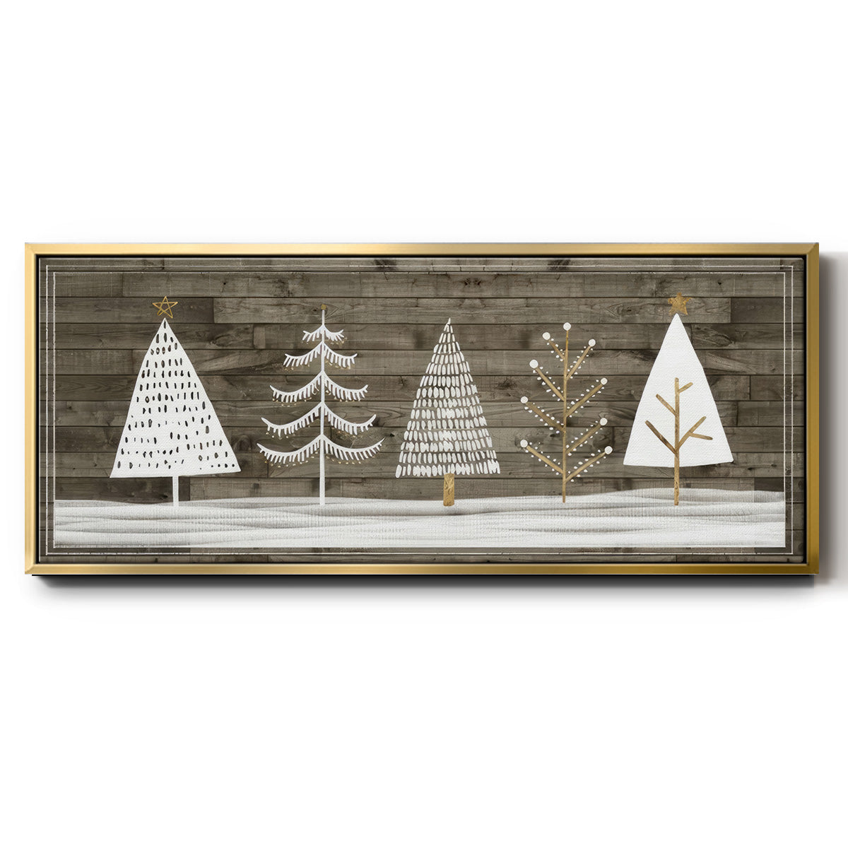 Wooded White Christmas Collection D - Floater Framed Canvas Print
