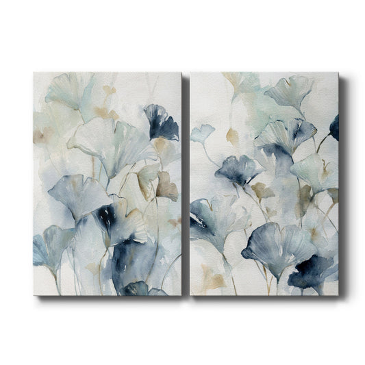 Indigo Ginkgo I Premium Gallery Wrapped Canvas - Ready to Hang - Set of 2 - 8 x 12 Each