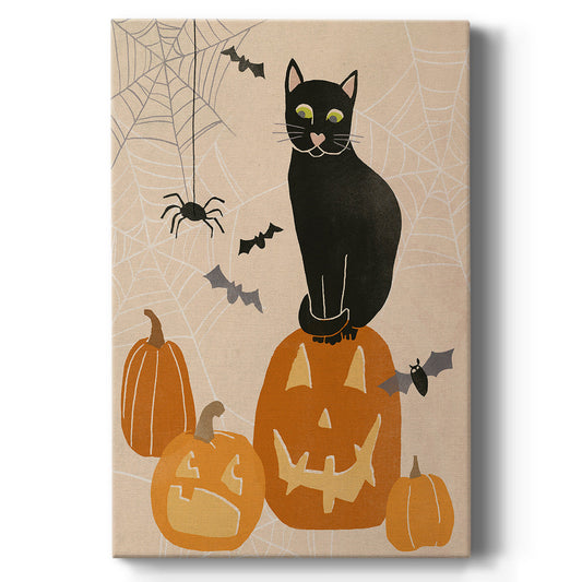 Pumpkin Patch Cats II Premium Gallery Wrapped Canvas - Ready to Hang