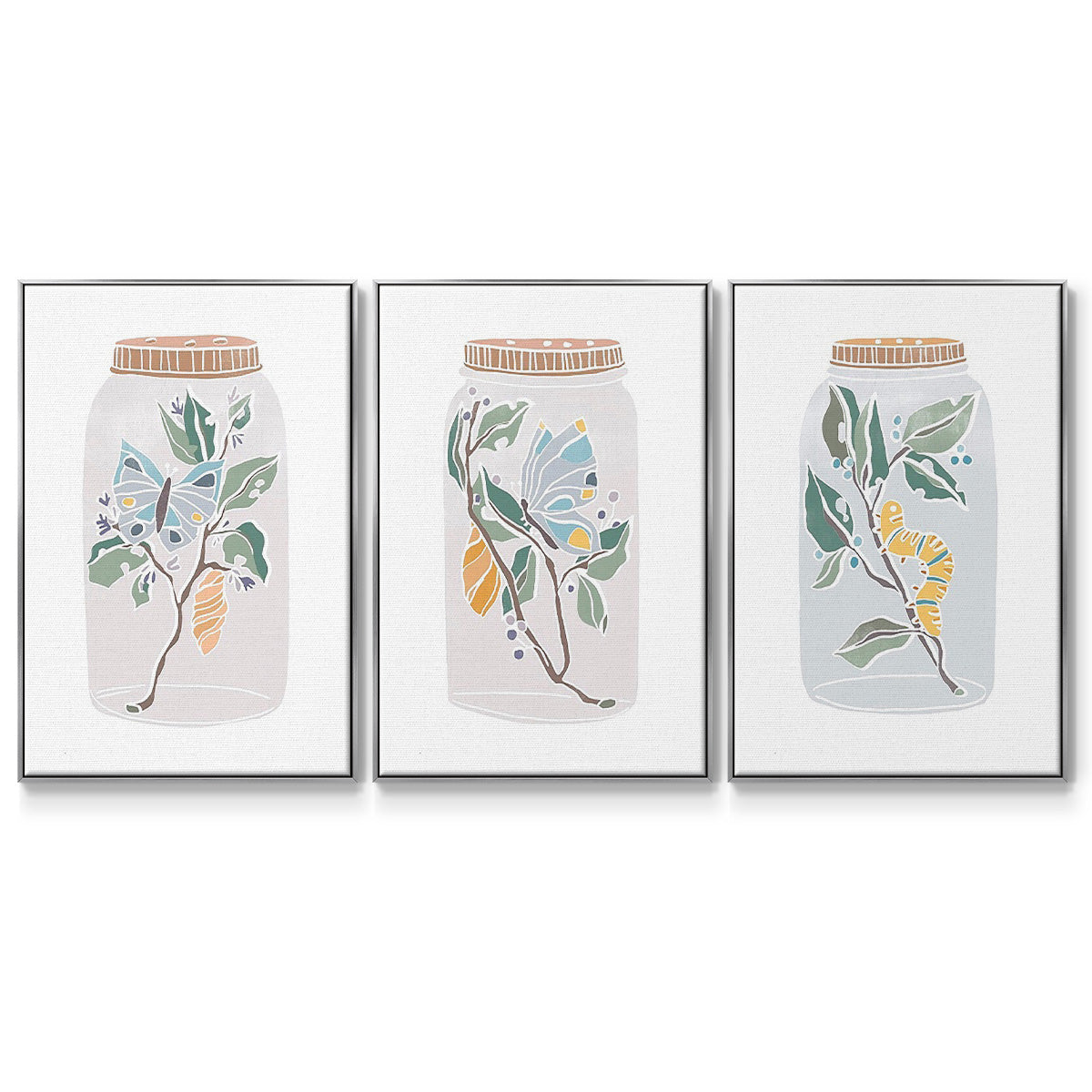 Muted Spring Arrangement I - Floater Framed Canvas Set