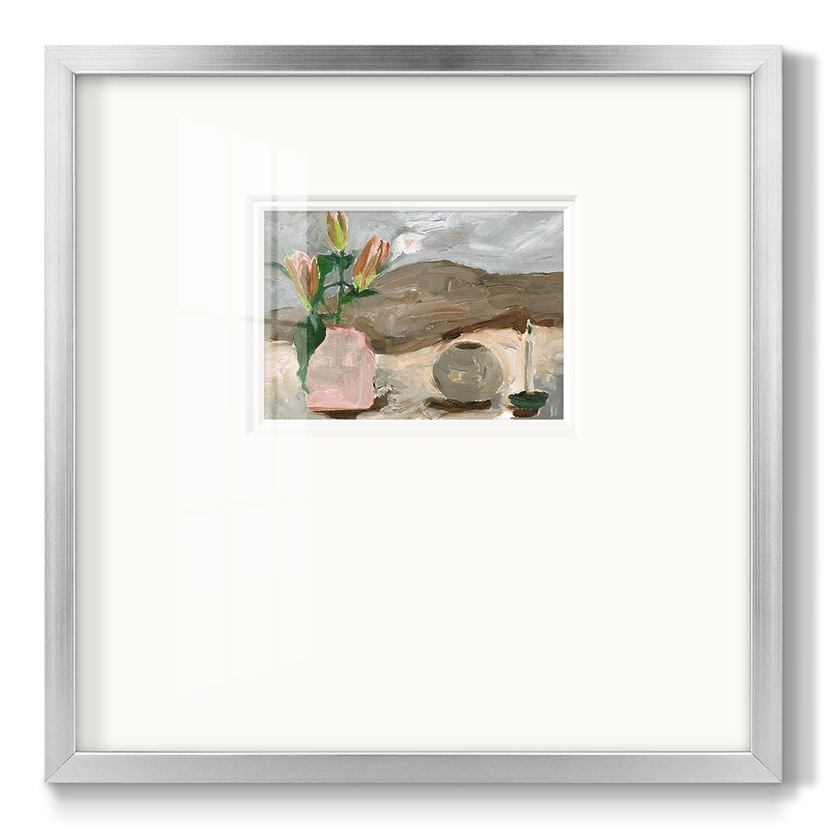 Vase of Pink Flowers V - Double Matboard Framed Print