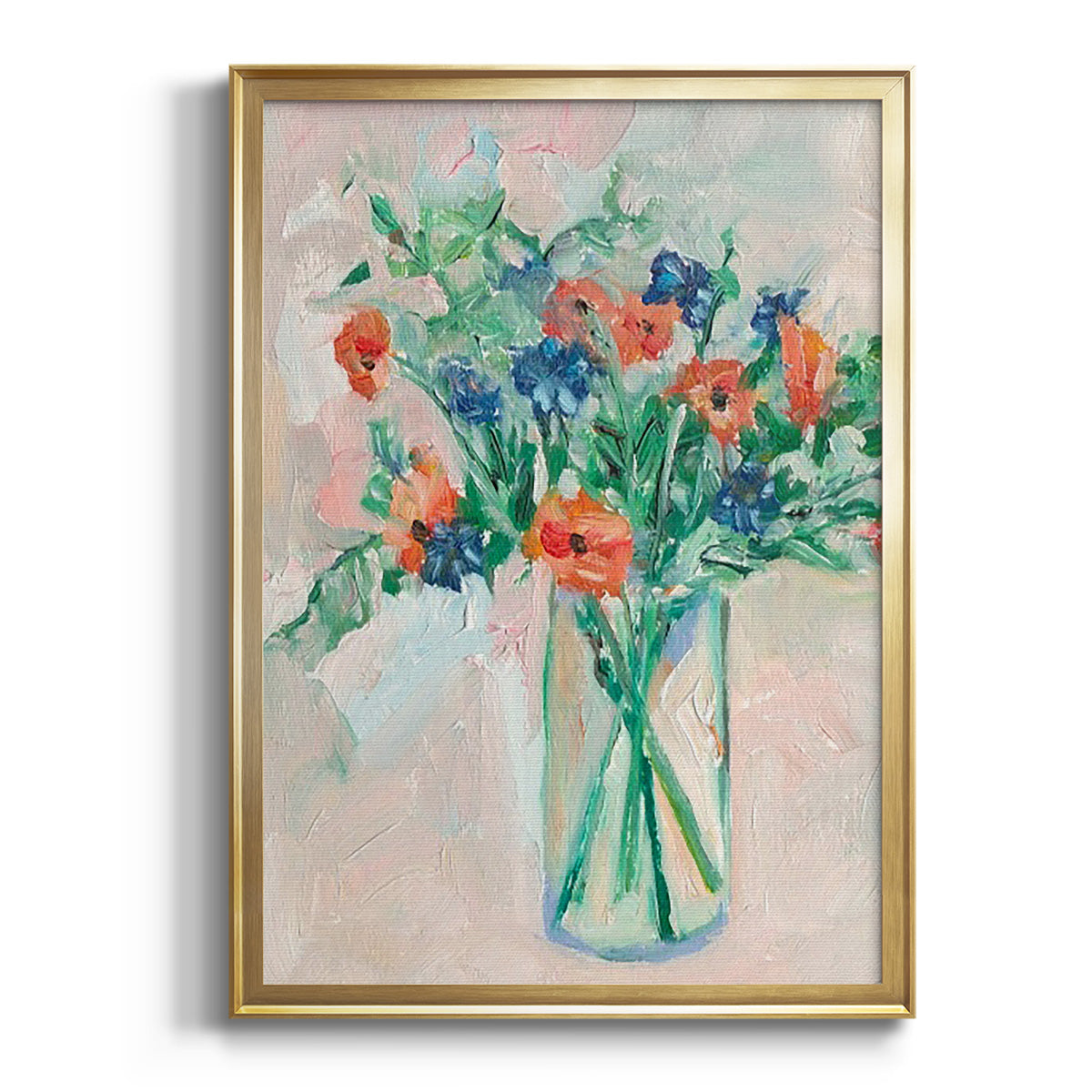 Painterly Soft Bouquet II - Modern Framed Canvas Print