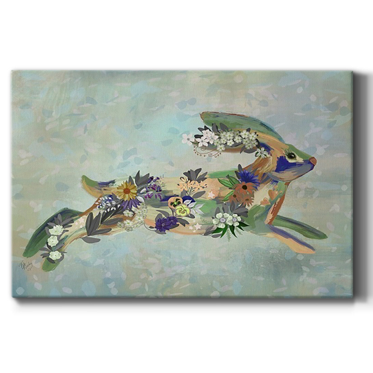 Fantastic Florals Hare, Running - Canvas Art Print