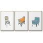 Take a Seat X - Framed Premium Gallery Wrapped Canvas L Frame 3 Piece Set - Ready to Hang