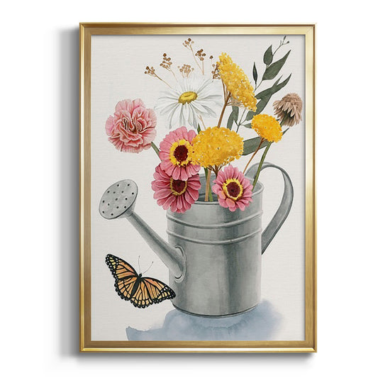 Watering Can Bouquet I - Modern Framed Canvas Print