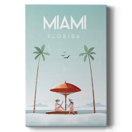 Illustrated Miami Beach II - Canvas Art Print