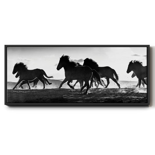 Icelandic Horses at Sunset - Floater Framed Canvas Print