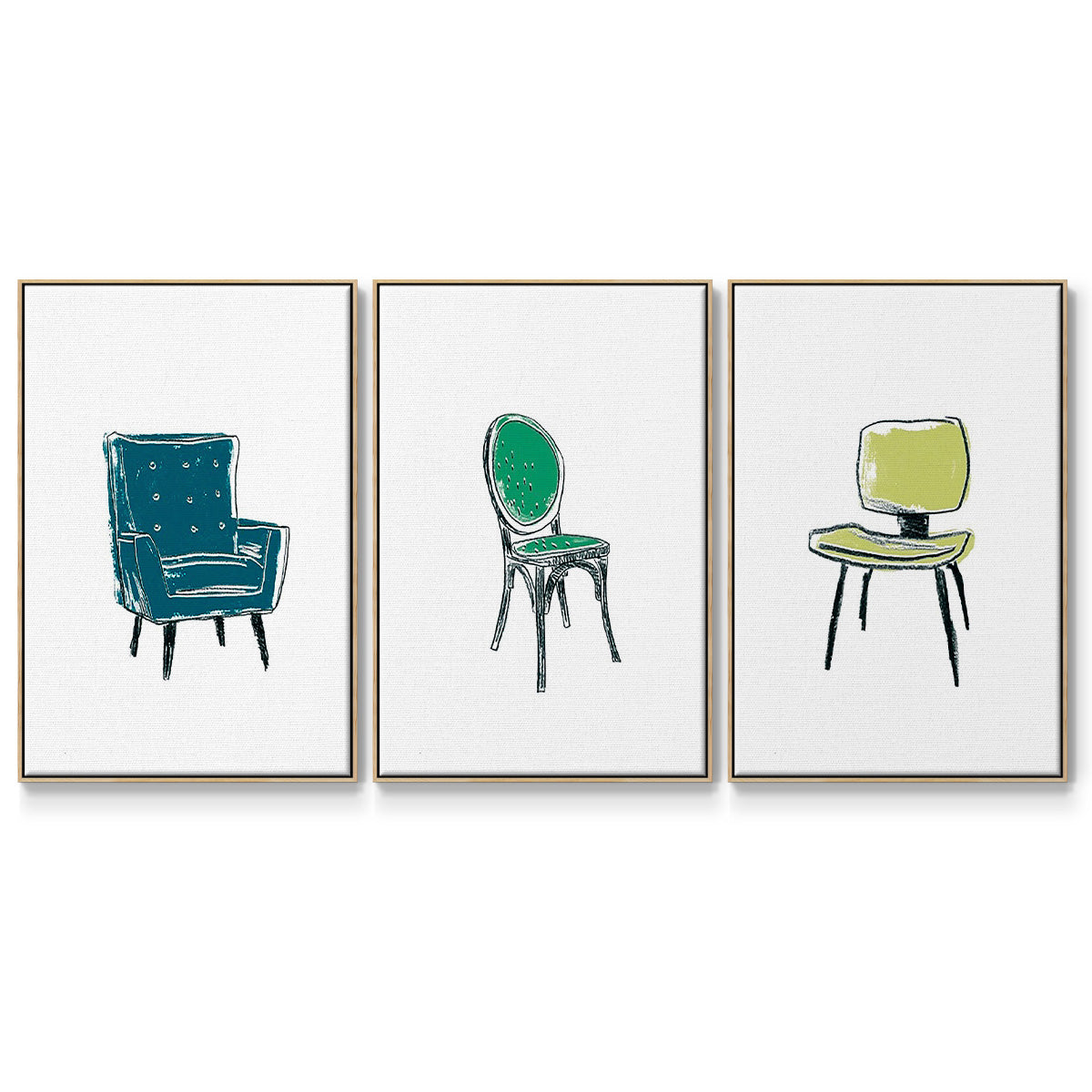 Take a Seat VI - Floater Framed Canvas Set