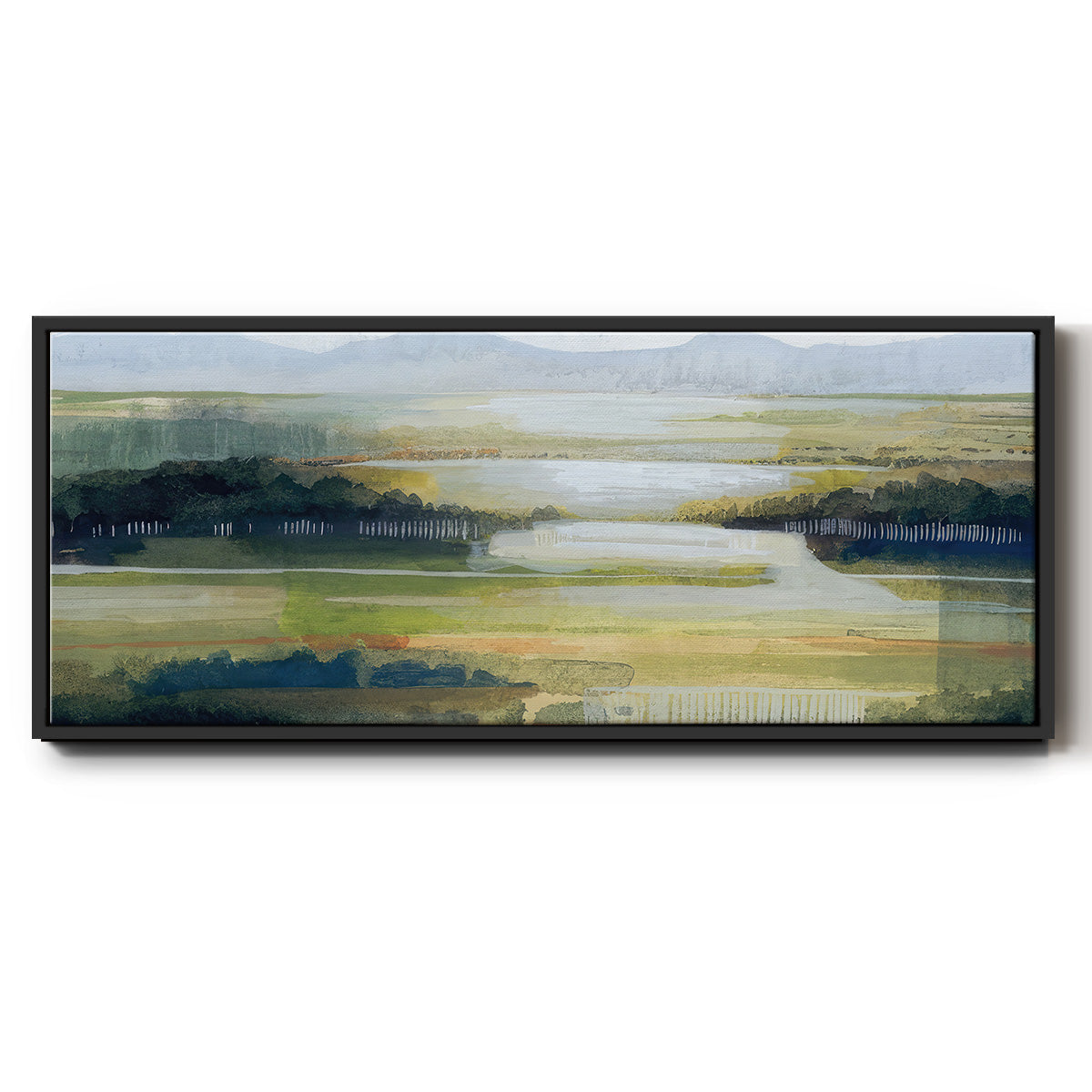 Lime Strata II - Floater Framed Canvas Print