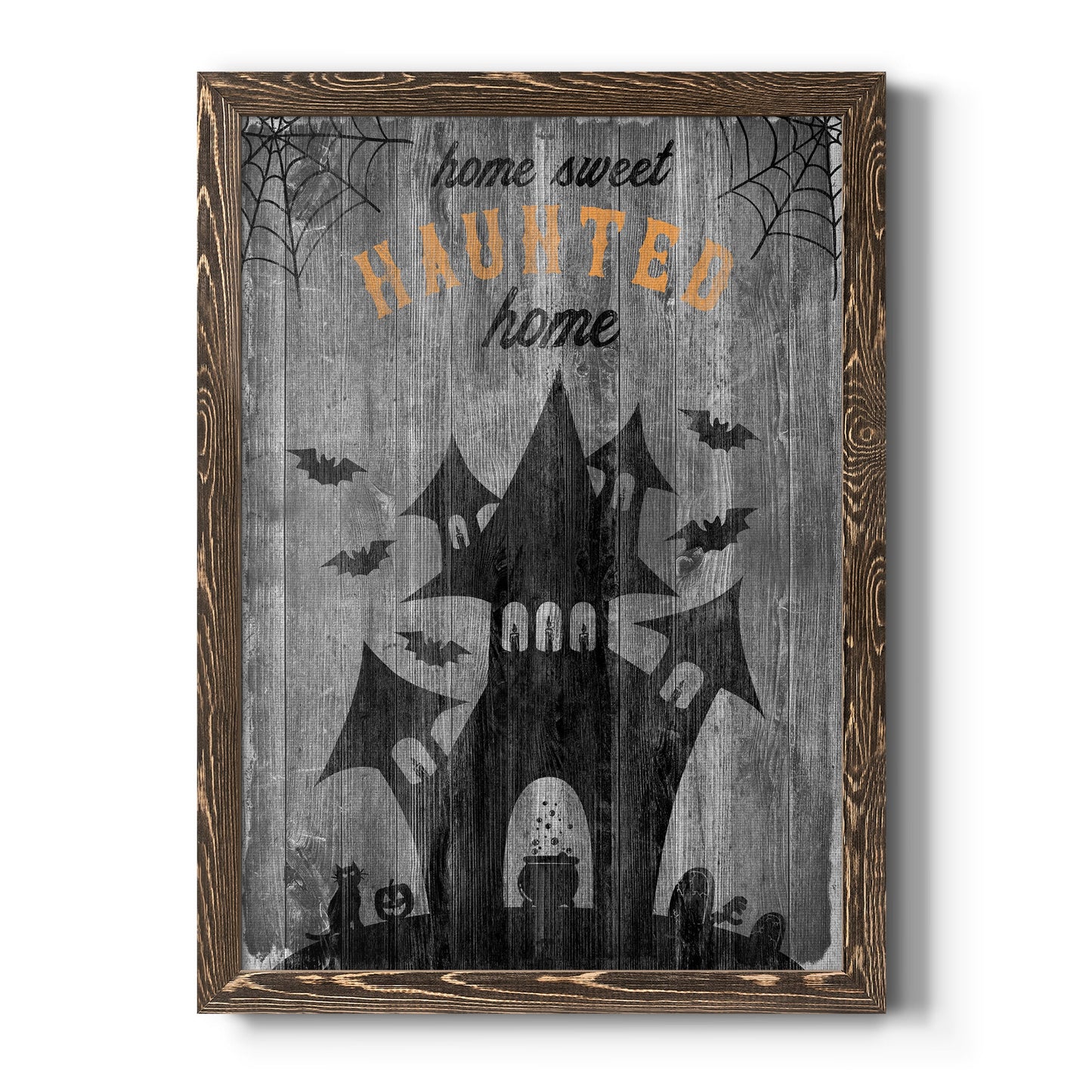 Haunted House - Premium Canvas Framed in Barnwood - Ready to Hang