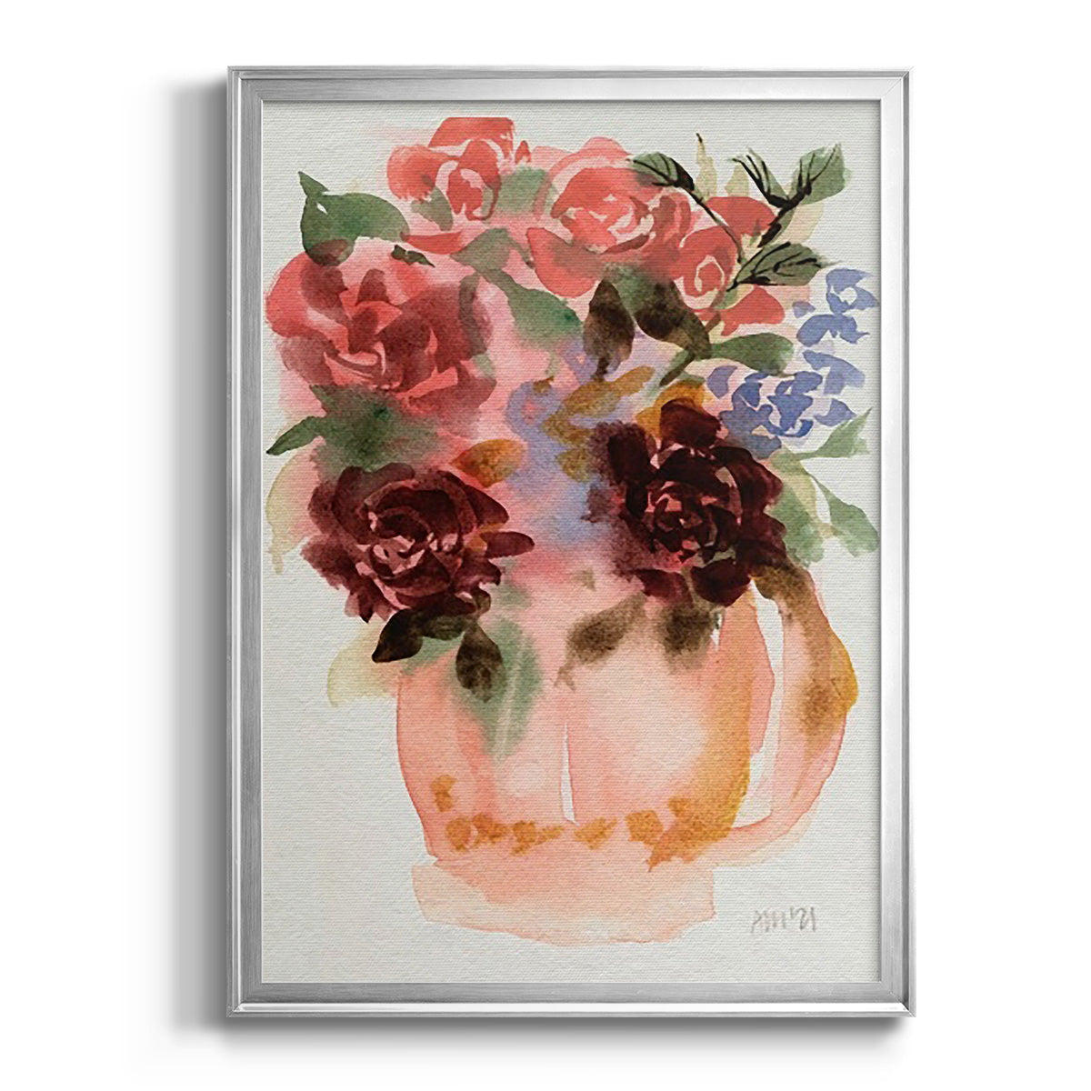 Mauve Bouquet in Teapot I - Modern Framed Canvas Print