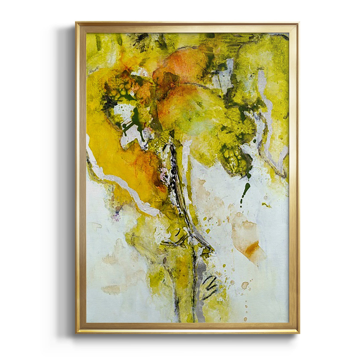 Golden Foliage II - Modern Framed Canvas Print