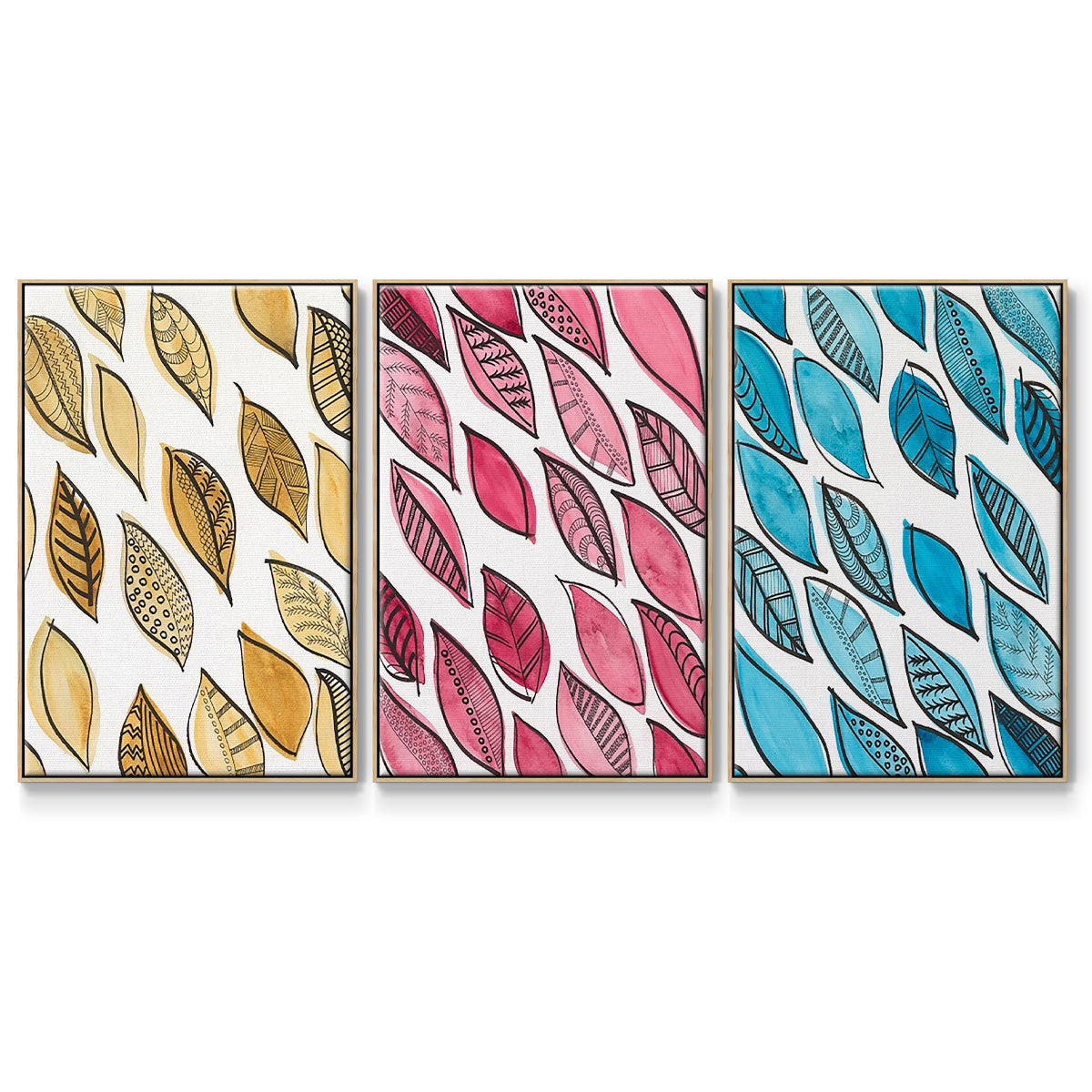 Pastel Knorr Shells VI - Framed Premium Gallery Wrapped Canvas L Frame 3 Piece Set - Ready to Hang