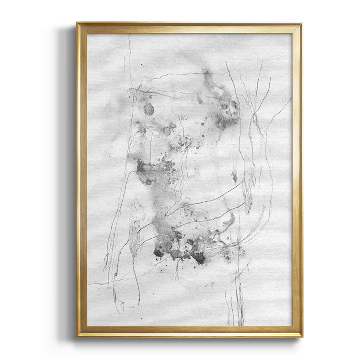 Graphite Abstract IV - Modern Framed Canvas Print