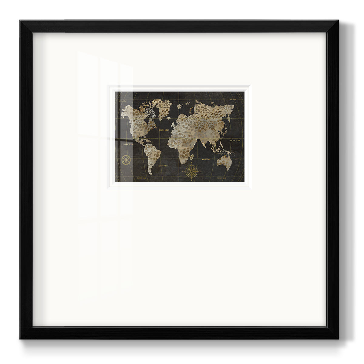 Safari World Map Premium Framed Print Double Matboard