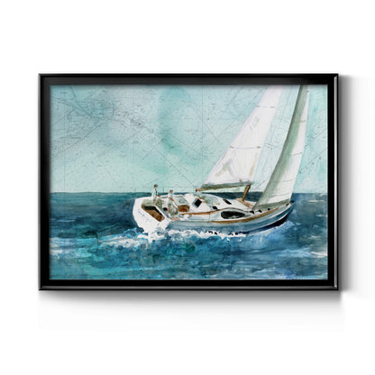Coastal Sail - Modern Framed Canvas Print