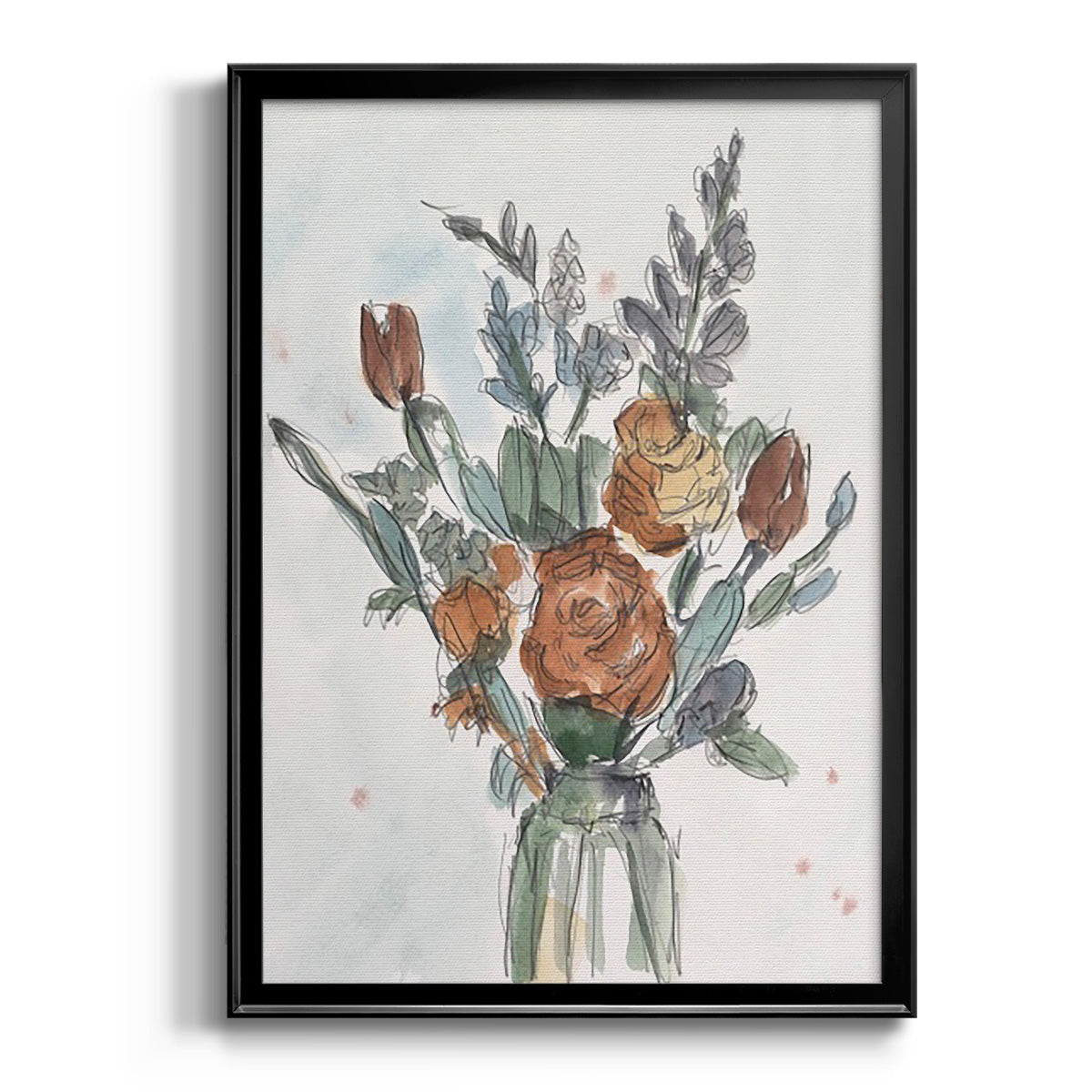 Watercolor Floral Arrangement II - Modern Framed Canvas Print