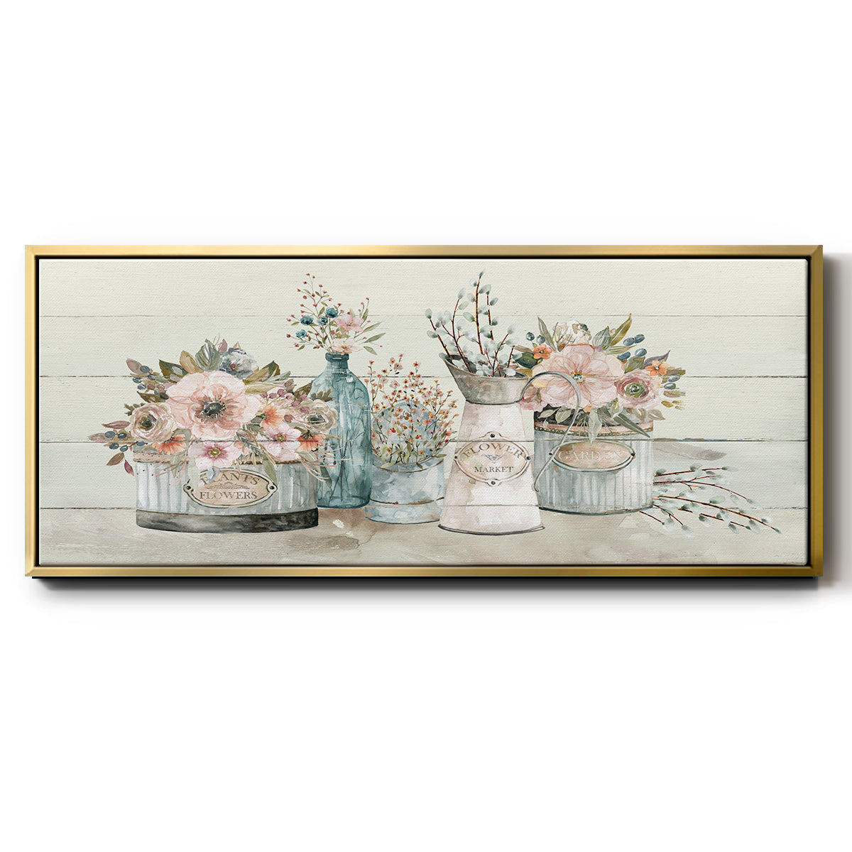 Flower Market - Floater Framed Canvas Print