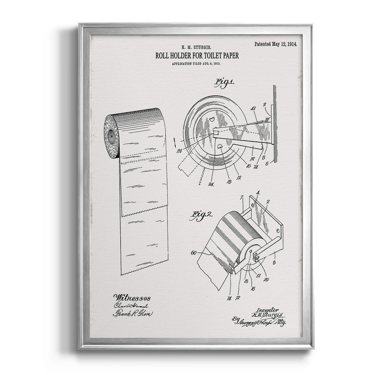 Toilet Paper Patent III - Modern Framed Canvas Print