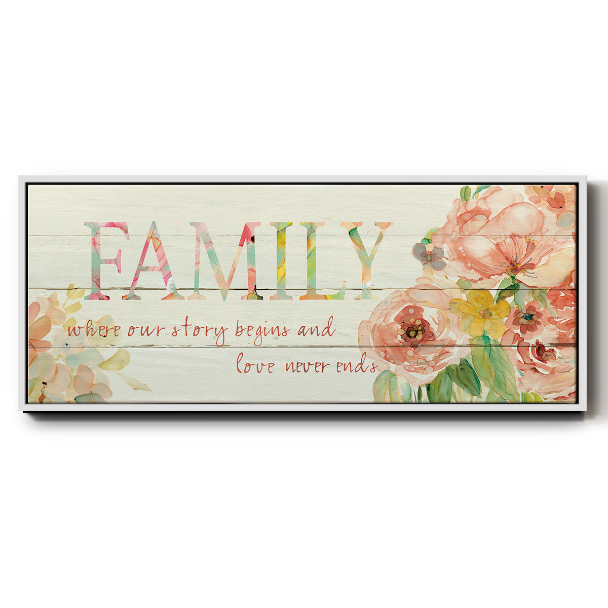 Family Where Our Story Begins - Floater Framed Canvas Print