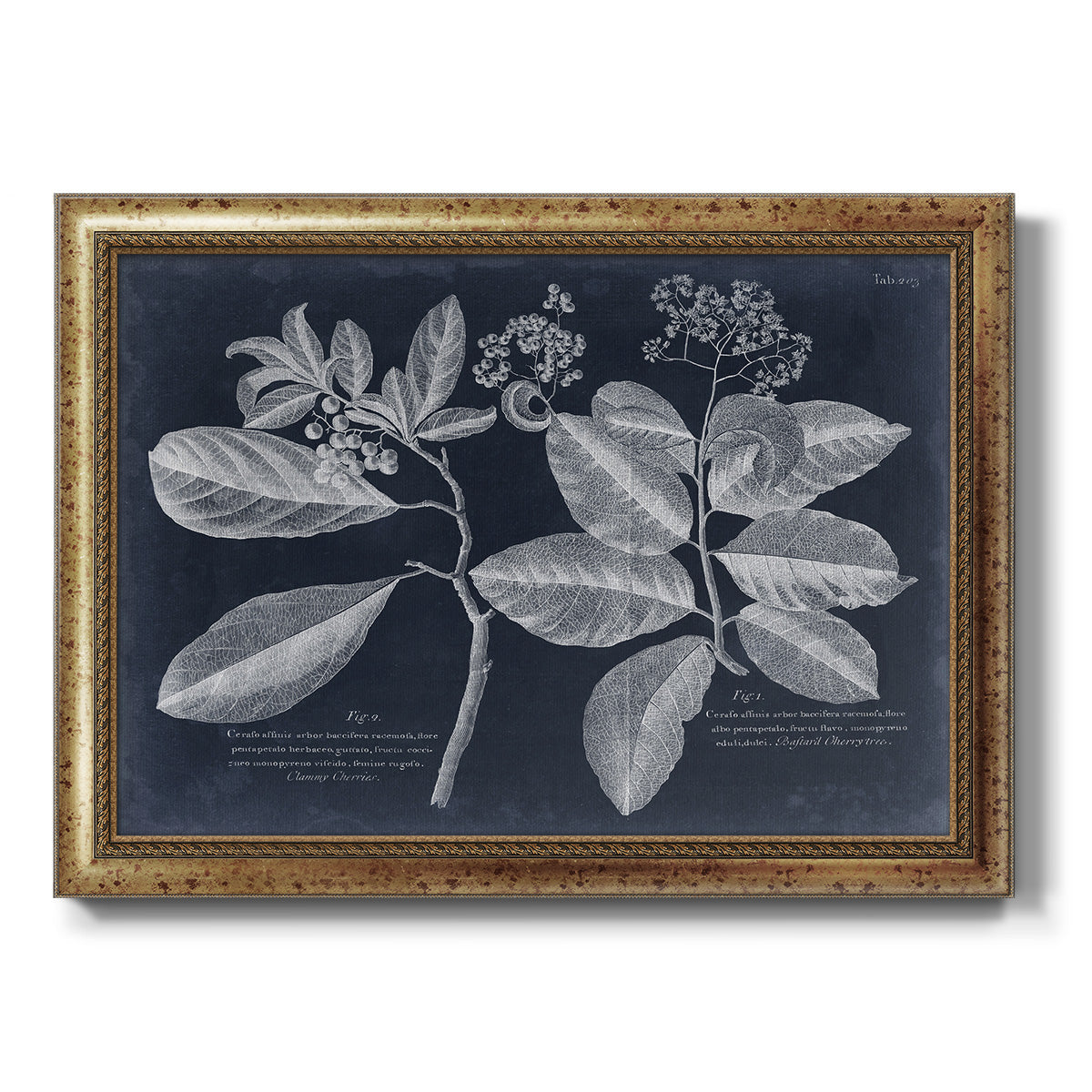 Foliage on Navy IV Premium Framed Canvas- Ready to Hang