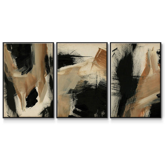 Baked Paintstrokes I - Floater Framed Canvas Set