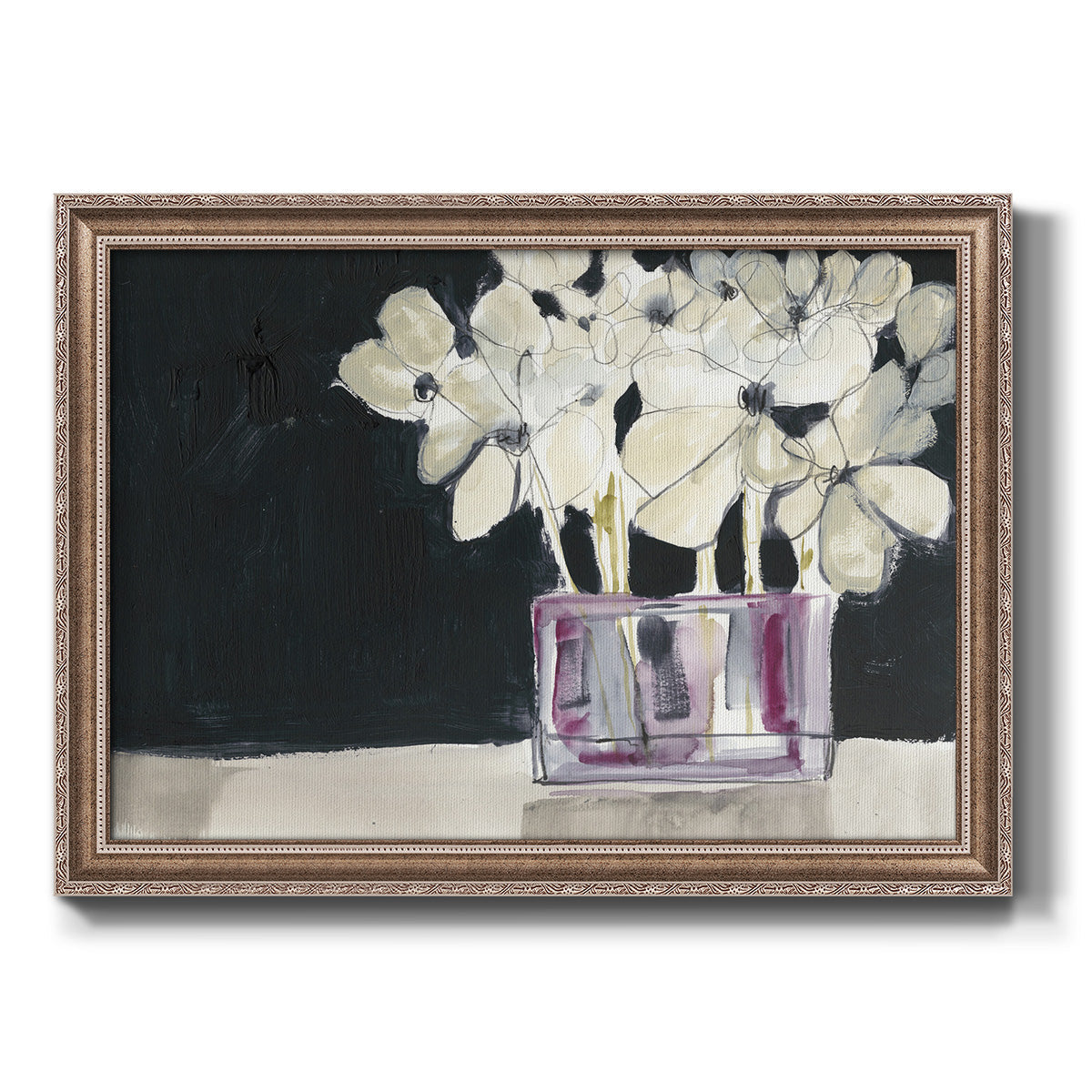 White Flowers in Fuchsia I Premium Framed Canvas- Ready to Hang