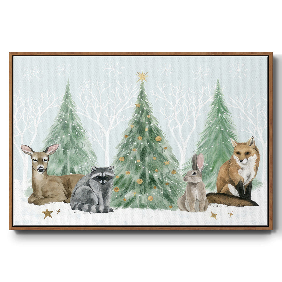 Christmas in the Forest Collection A - Framed Gallery Wrapped Canvas in Floating Frame