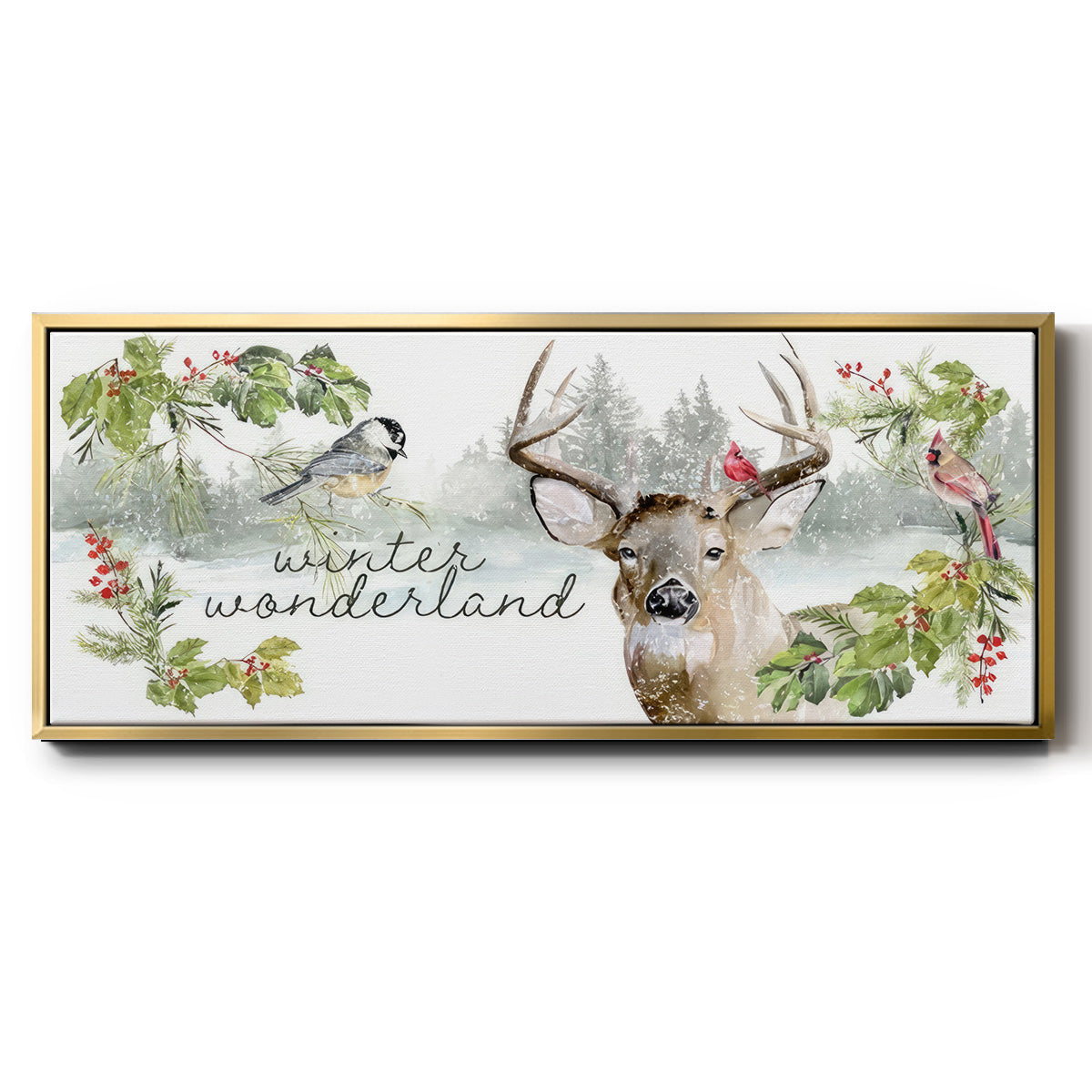 Reindeer Woods - Floater Framed Canvas Print