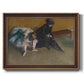 Impressionist portrait of a seated woman by Edgar Degas printed on canvas in an ornate bronzed mahogany wood frame.